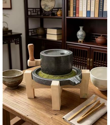 Amazon.co.jp: SIzlaho 手動石臼、茶道用茶臼、抹茶石臼、挽き鉢